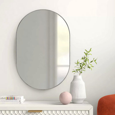 Miroir ovale en métal argenté 20 po x 28 po