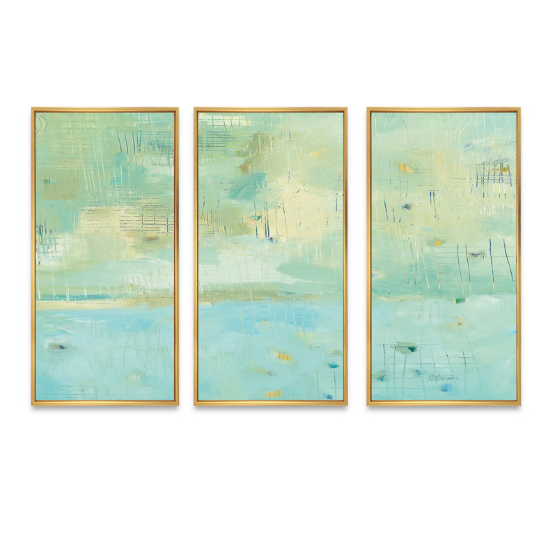 «Dreaming Of The Shore II», ensemble d'art mural sur toile encadré nautique et côtier, 28" H x 36" W x 1" D, Cadre doré