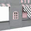 Lit de maison avec escalier de rangement, tablettes et conception de maisonnette-130021621