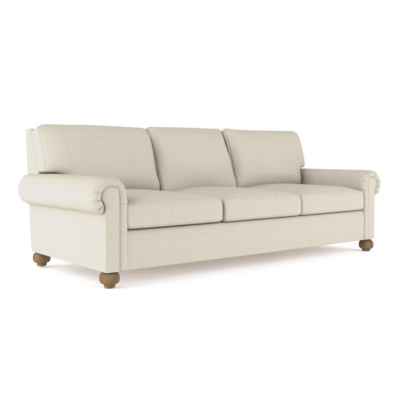Canapé Leroy, Huître de lin Box Weave, H 36 po x l 84 po x P 49 po, Patiné