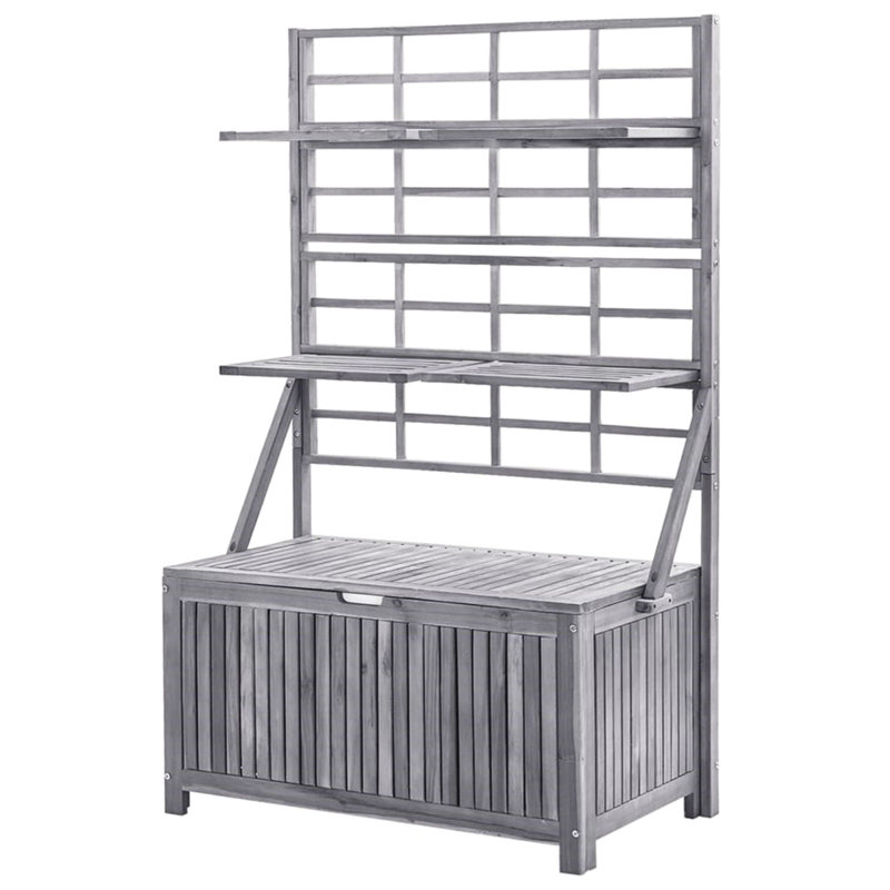 Dakota Fields Adalye 99cm W 240L Water Resistant Acacia Solid Wood Deck Box, Grey