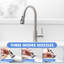 Robinet de cuisine escamotable avec douchette et robinet d'évier de cuisine à un trou avec robinet à poignée simple et bec pivotant-120465895