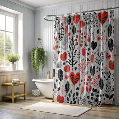 Rideau de douche 1 pièce Scandi Heart Art
