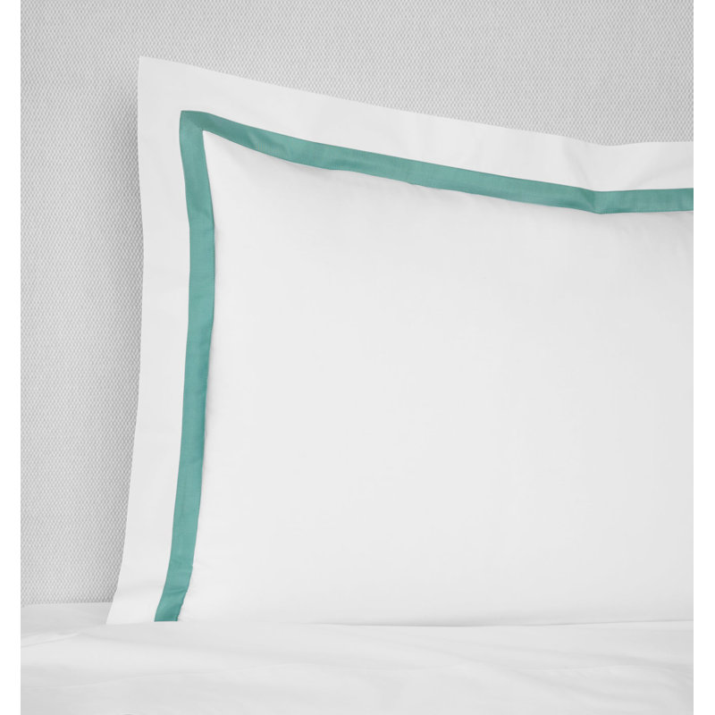 Estate Cotton Pillow Sham, White/Aqua, Boudoir