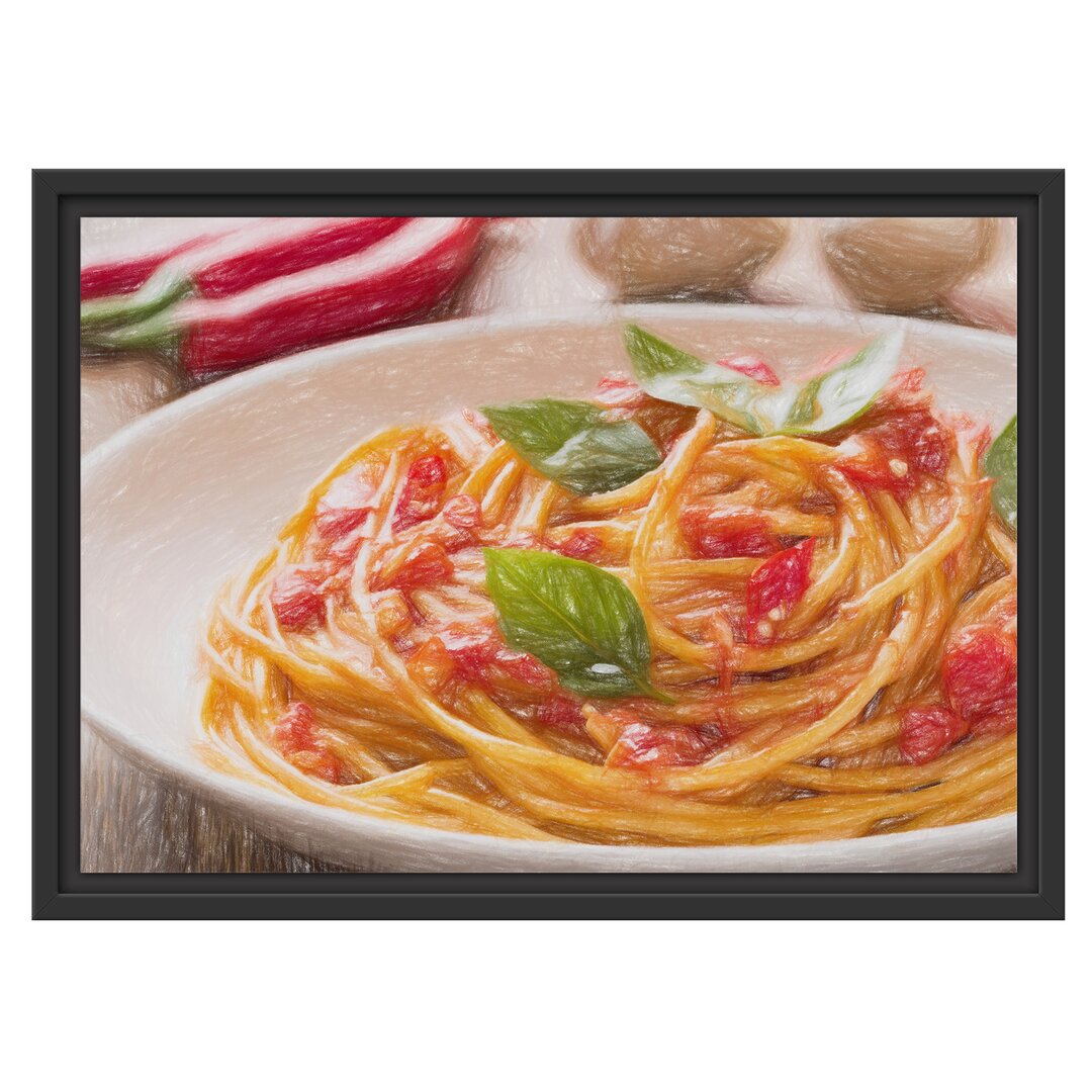 Gerahmtes Wandbild Rustikale italienische Spaghetti