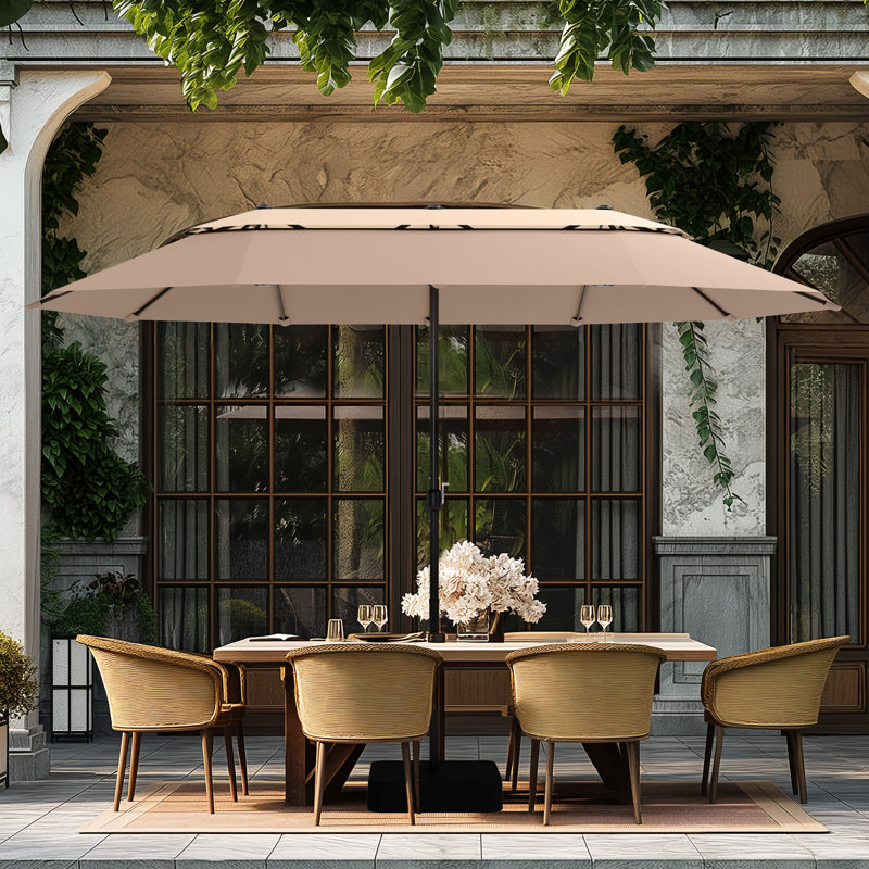 Rectangular Market Parasol, Dark Beige, 274.3cm W x 457.2cm D