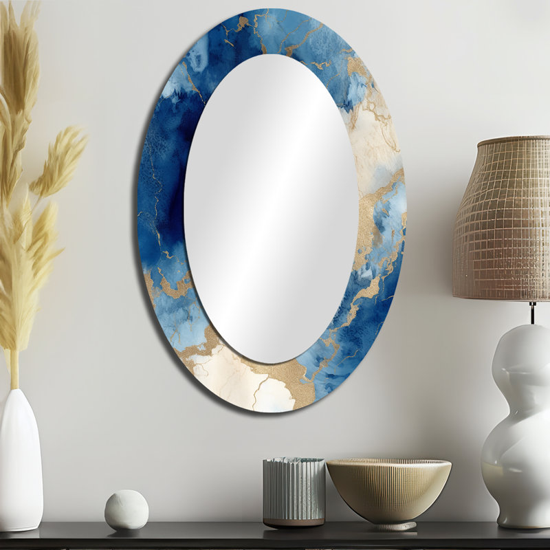 Miroir mural bleu et doré, 36 po x 24 po