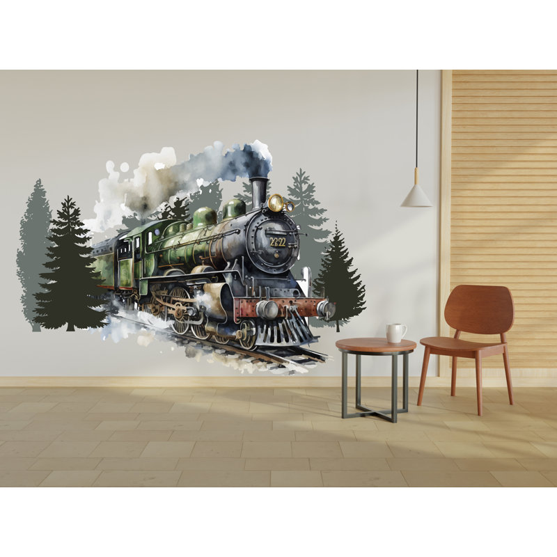Autocollant mural train, art mural train, H 15 po x l 10 po