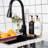 Black and White Glass Soap Dispenser Set, 2 Pieces