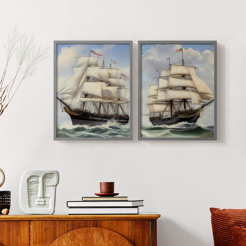 NAUTICAL Series LX - reproduction encadrée de qualité supérieure - prête à être accrochée - aucun clou requis - aucun clou requis