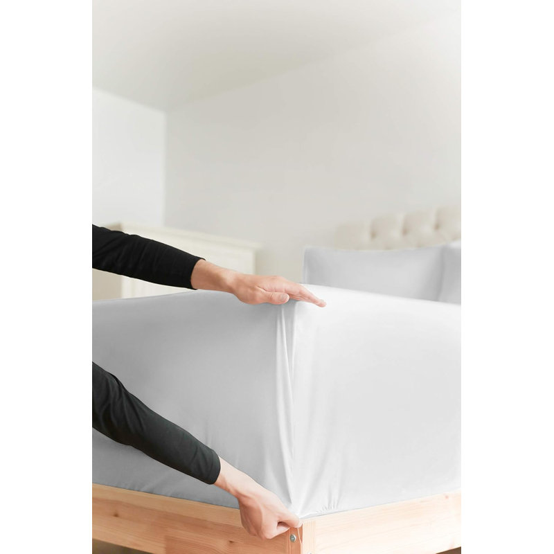 100% Cotton Fitted Sheet Only, 400 Thread Count Hotel Luxury Bedding, Soft & Breathable, Deep Pocket 8–16 Inch Mattress Fit