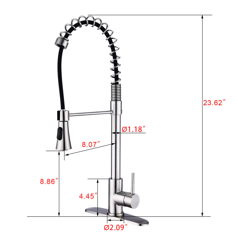 Modern Brushed Nickel Kitchen Faucet With Swivel - Single Handle Spring, Pull Down , To Chipping And Corrosion High Arc In Exposure