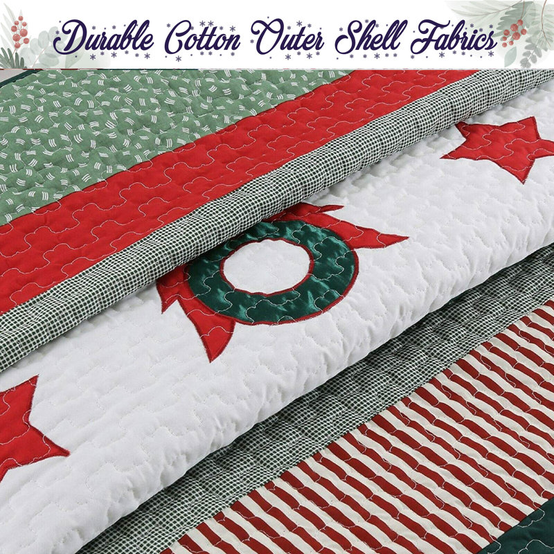 Ensemble de courtepointe réversible 100% coton 180 pièces 3 pièces, Courtepointe très grand + 2 taies décoratives