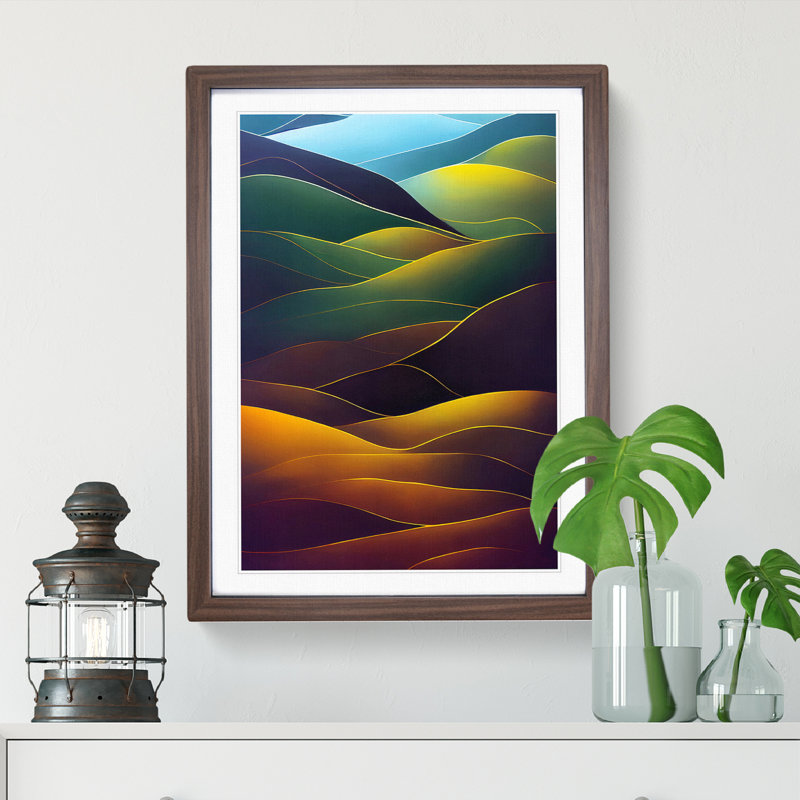 Meadow Landscape No - Print, Walnut Framed Paper, White, 46cm H x 34cm W x 3cm D