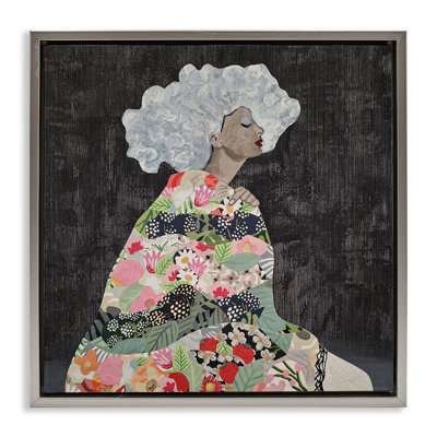 Floral Dress Woman Framed Floater Canvas Wall Art by Coco Good