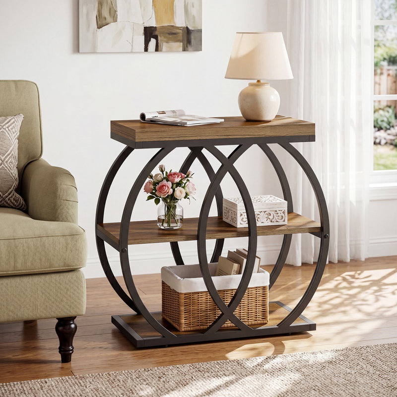 End Table With Storage Shelves