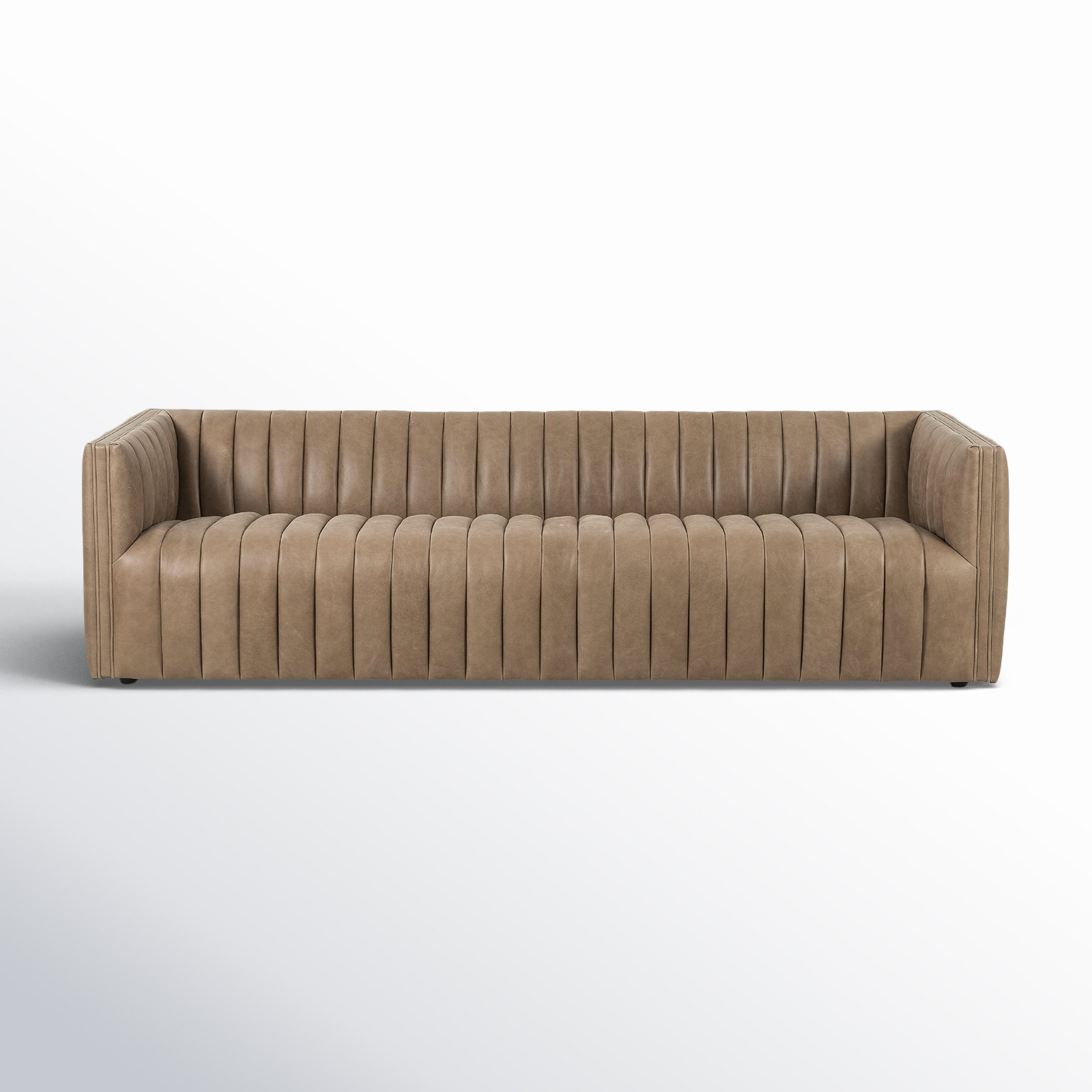 Brandt 97" Tuxedo Arm Sofa, 26.5" H x 97" W x 35" D, Palermo Drift Genuine Leather