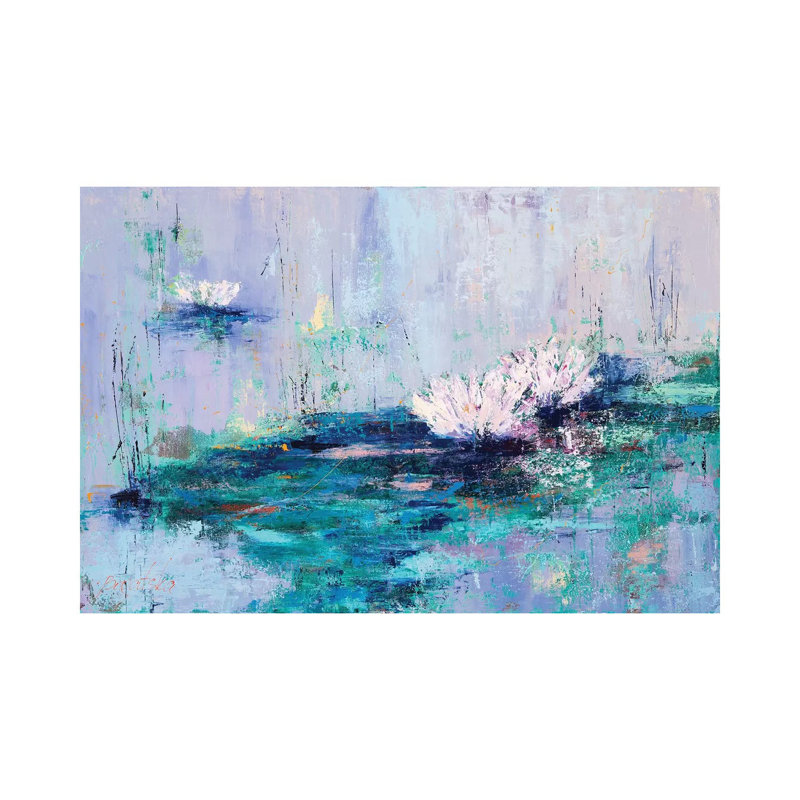 Nymphéas par Olena Bogatska - Giclée sur toile tendue avec châssis, H 18 po x l 26 po x P 1,5 po