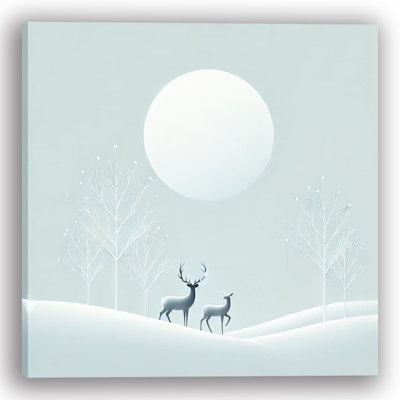 Art mural sur toile Minimalist Deer in Moonlit Winter