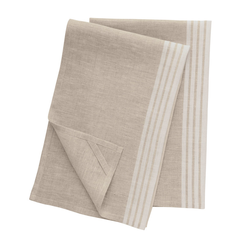 Farmhouse - 100% Pure Linen Kitchen Towel, White and Natural