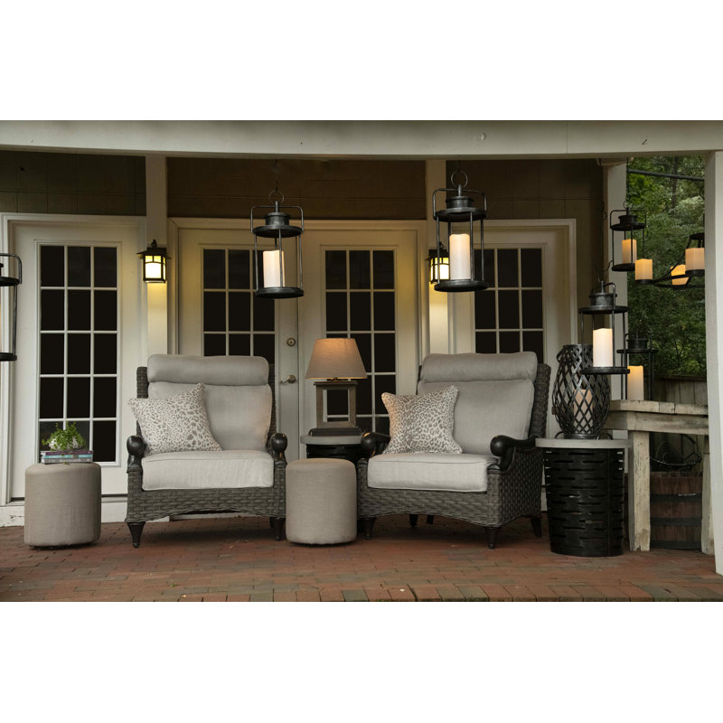 Reilly Outdoor Pouf, Cast Ash Sunbrella® Plainweave
