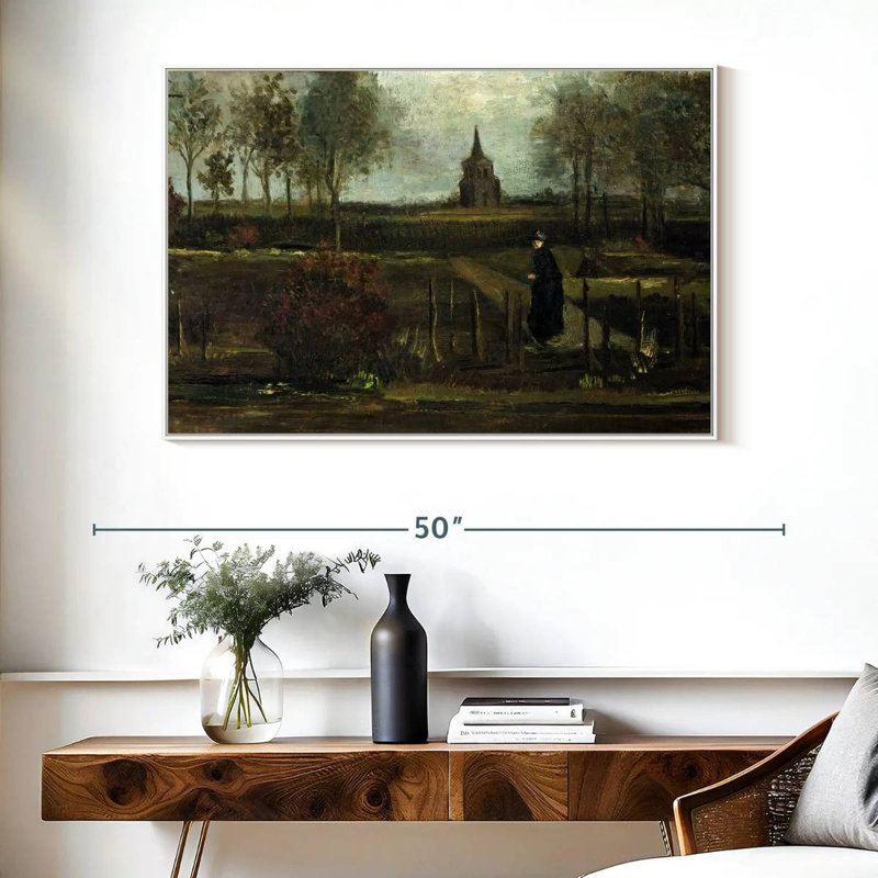 Le jardin Parsonage à Nuenen, 40 po x 27 po, Cadre flottant blanc