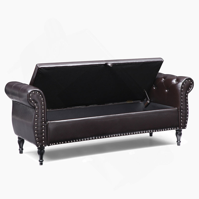 Upholstered Bed Bench Flip Top Storage, Brown