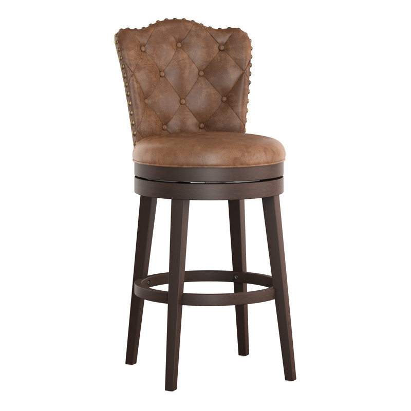 Tabouret de bar et de comptoir pivotant Marthasville, Similicuir châtaignier, Tabouret de bar (siège d’une hauteur de 30,5 p