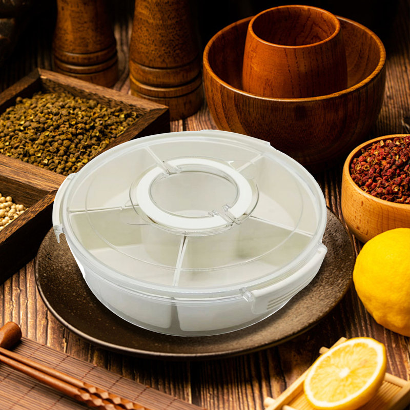 Fruit Tray Rotating Snackle Box Container With Lid  For Picnic