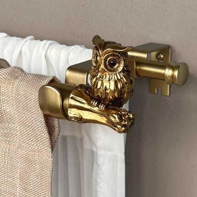 Wise Owl Double Curtain Rod - 1" Adjustable Dual Rod with Nature-Inspired Finials (2 Finishes Available)