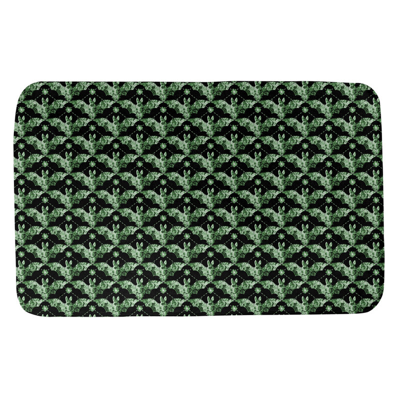 Tapis pour salle de bain arc-en-ciel Leffel, l 21 po x L 34 po, Vert / Noir