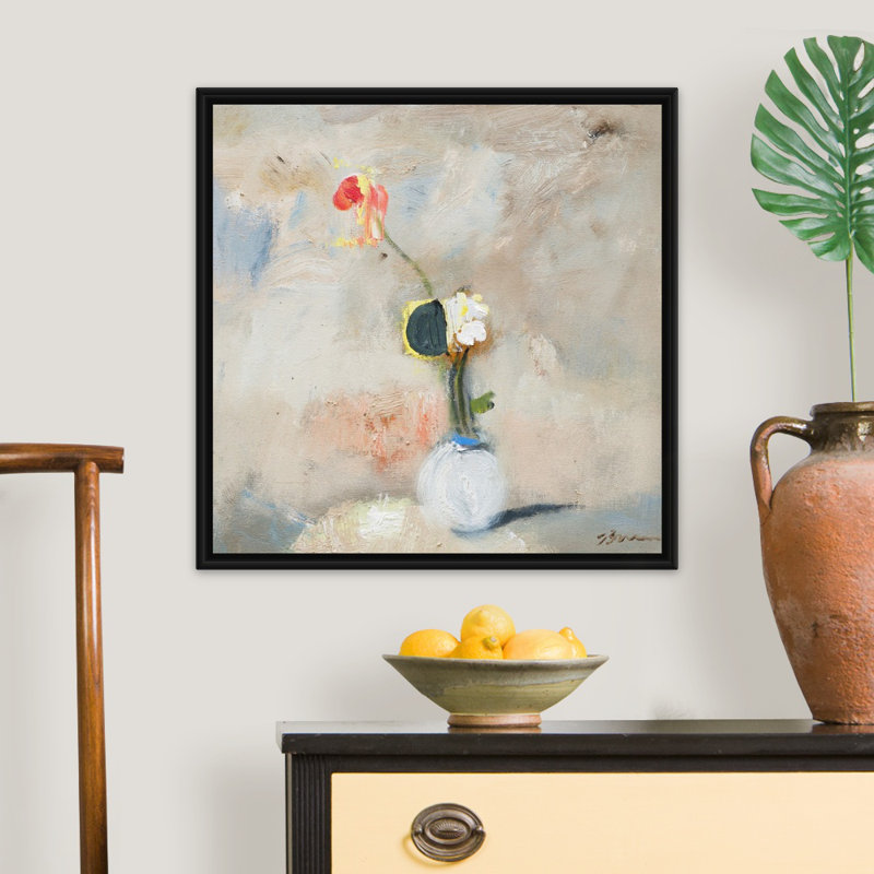Reproduction d’art sur toile, "Dragon Lilly" par Bradford Brenner, H 26 po x l 26 po x P 1,75 po, Cadre flottant noir