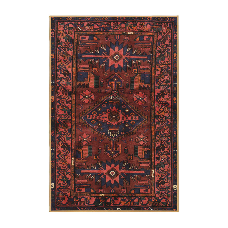 Tapis jaune clair / marron / noir Hagert Southwestern, Rectangle 5 pi x 7 pi