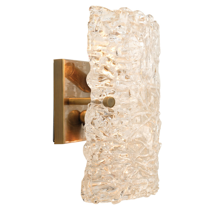 Antique Brass Dual-Light Sconce with Textured Glass