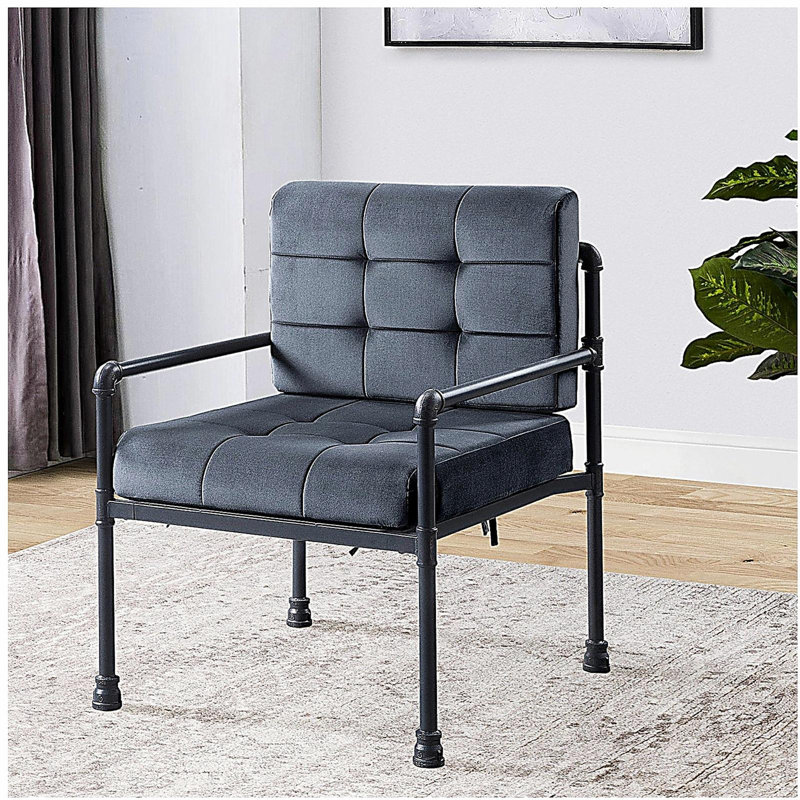 Fauteuil d'appoint à dossier coussiné gris et gris sable