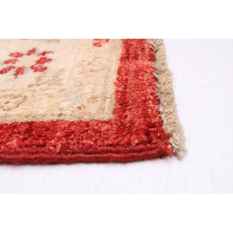 Tapis rouge en laine noué à la main de conception unique 4 pi x 6 pi 2 po nouvel âge Kenmure