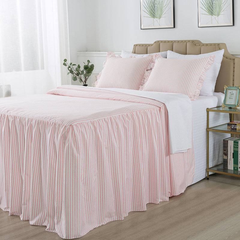 Ensemble de couvre-lit en microfibre Jodeci, Couvre-lit très grand + 2 taies décoratives trè, Rose