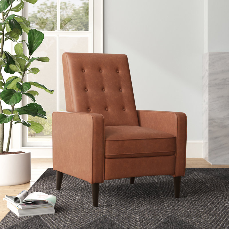 Faux Leather Recliner, Cognac Faux Leather