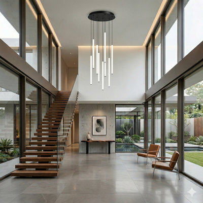 Luminaire suspendu cylindrique à 9 lumières DEL Baileyton