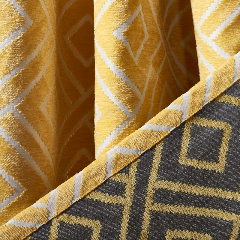 Lella Polyester Room Darkening Curtain Single Panel, Yellow, 52" W x 84" L