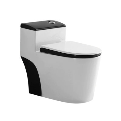 1.6 Gallons Dual Flush Black & White Silent Anti-Odor Toilet  (Seat Included)