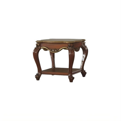 Transitional 24" Oak Solid Wood End Table with Shelf