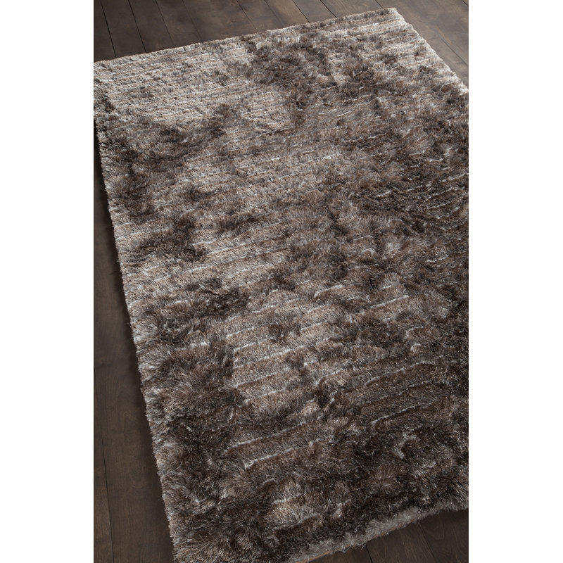 Savona Hand Loomed Modern Area Rug in Taupe/Black, Rectangle 7'9" x 10'6"