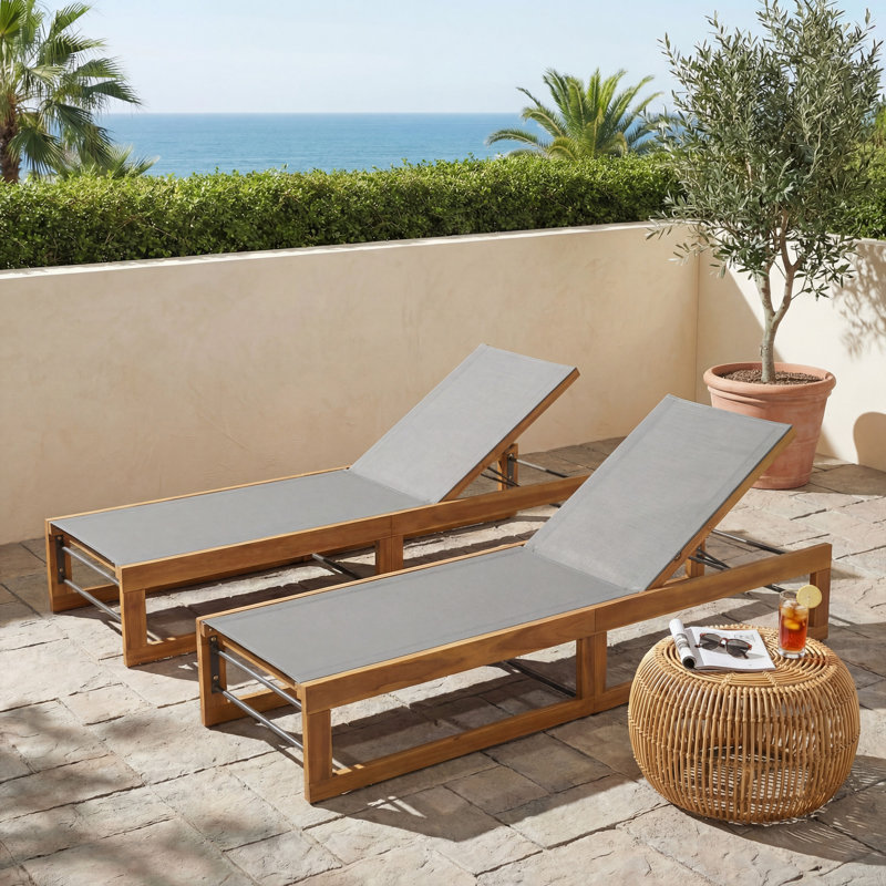 Chaise longue inclinable 78,75 po en acacia