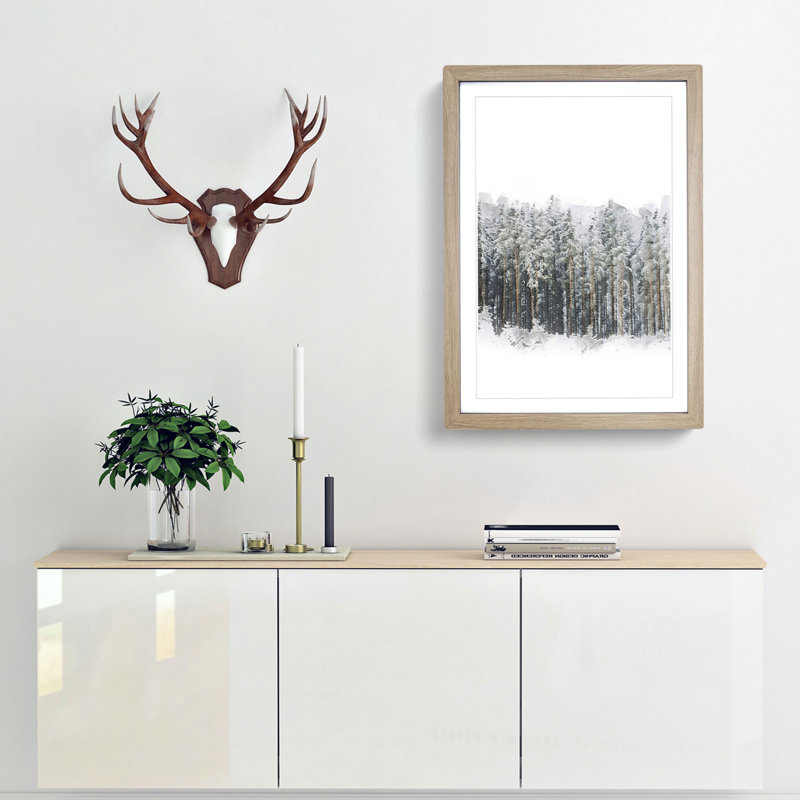 View of a Winter Forest - Picture Frame Painting Print, 36cm H x 27cm W x 2cm D, Oak Framed