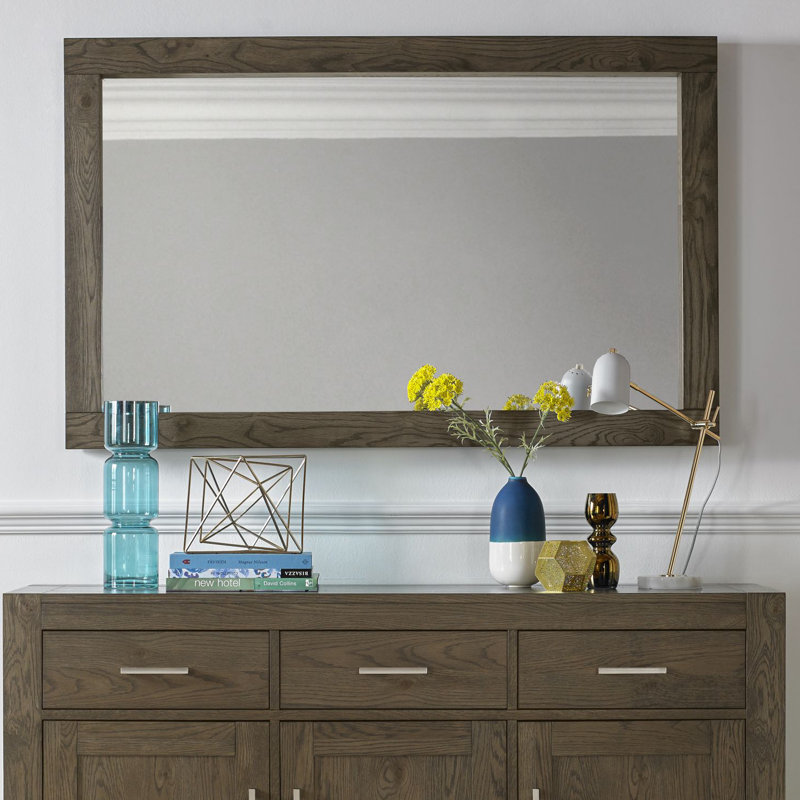 Bowenfels Wood Flat Wall Mirror, Dark Oak