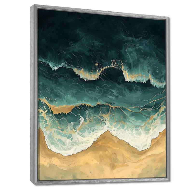 Kalb - impressions sur toile côtières, Argent argent, Impression encadrée flottante, H 20 po x l 12 po
