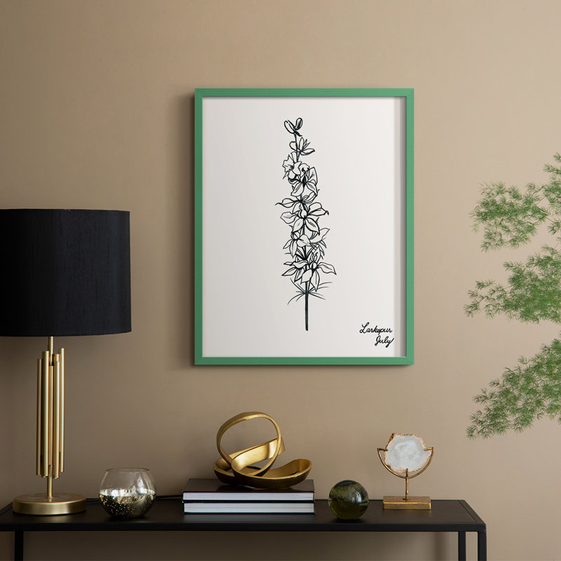 «Annuel Flowers VII», reproduction encadrée - bois massif, Vert, H 15 po x l 12 po