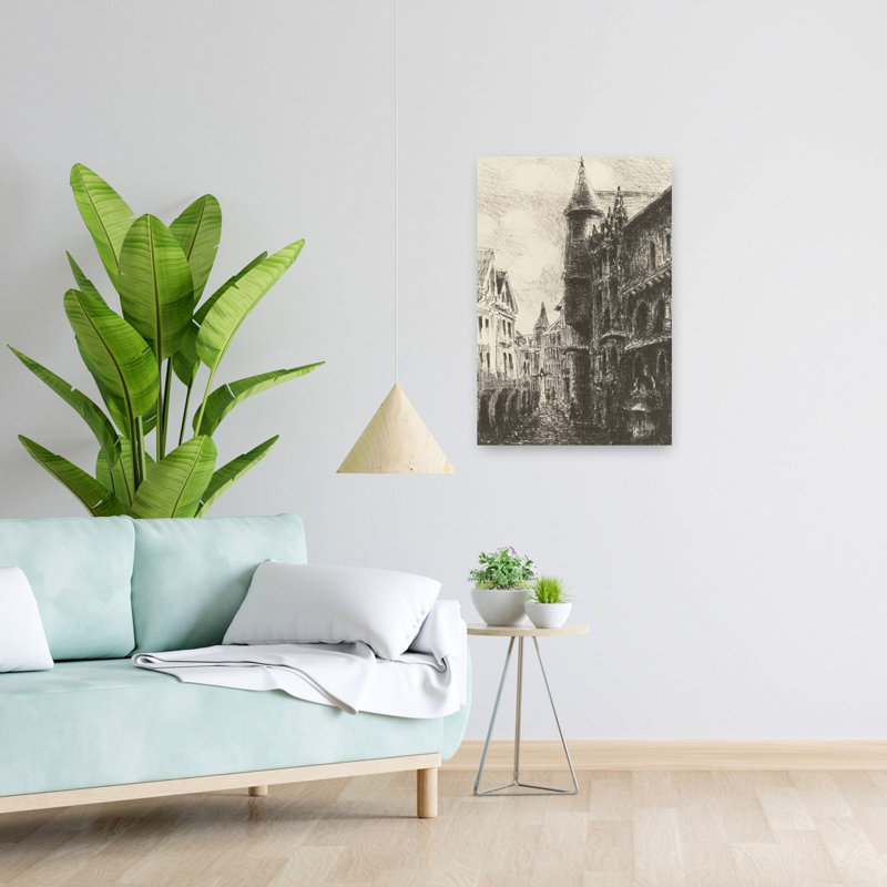 Rue Saint-Romain, Rouen, 1St Plate, 1896 Abstract Contemporary Architecture City Wall Art Print by Camille Pissarro - 1 Piece Wrapped Canvas Wall Art
