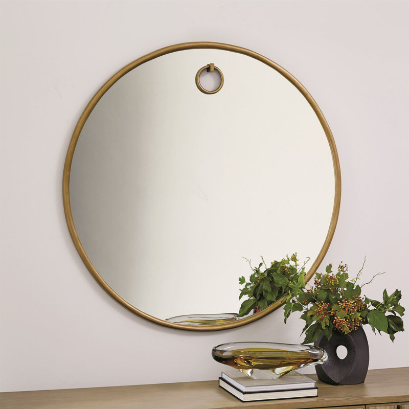 Exposed Mirror-Antique Brass, 32" H x 32" Wx 2"D